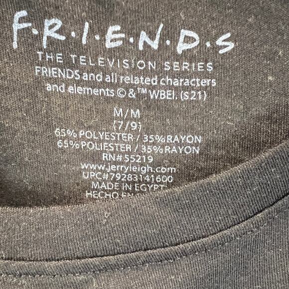 Friends Womens Skyline Logo T-Shirt Black Sz Medium Christmas Holiday Snowflakes - Picture 6 of 6